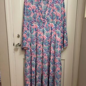 Simply Southern Pink and Blue Floral Maxi Dress